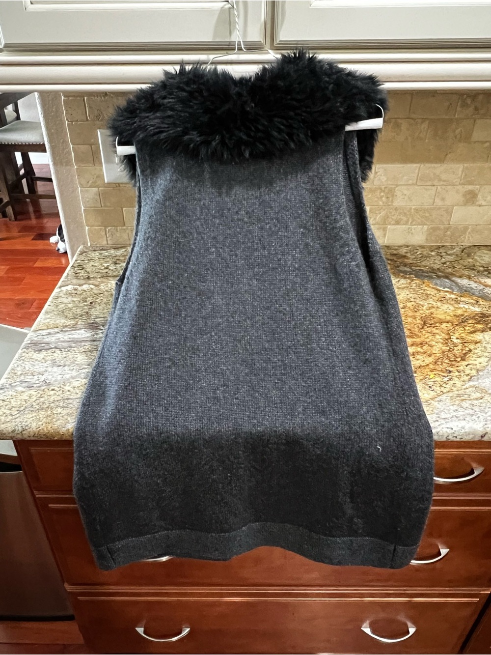 Ann Taylor Faux Fur-Trim Knit Vest - Picture 3 of 4